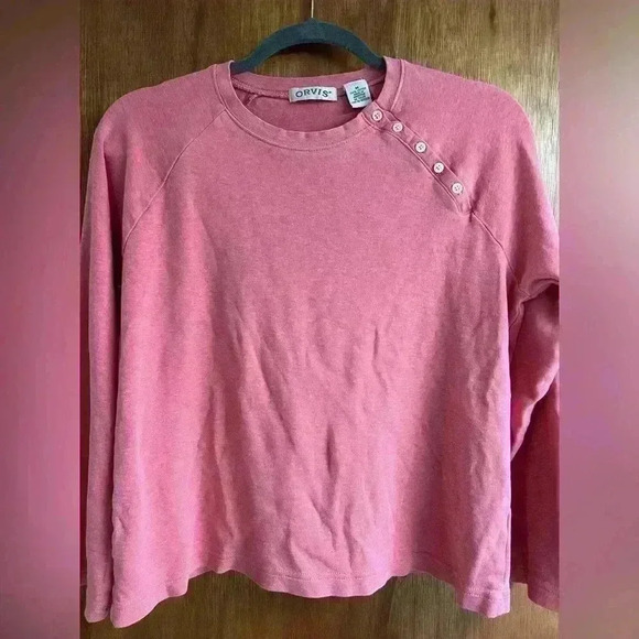 Orvis 100% Cotton Button Detail Pink lightweight sweater M - Picture 5 of 7